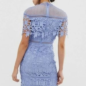 Chi Chi London lace high neck cornflower blue